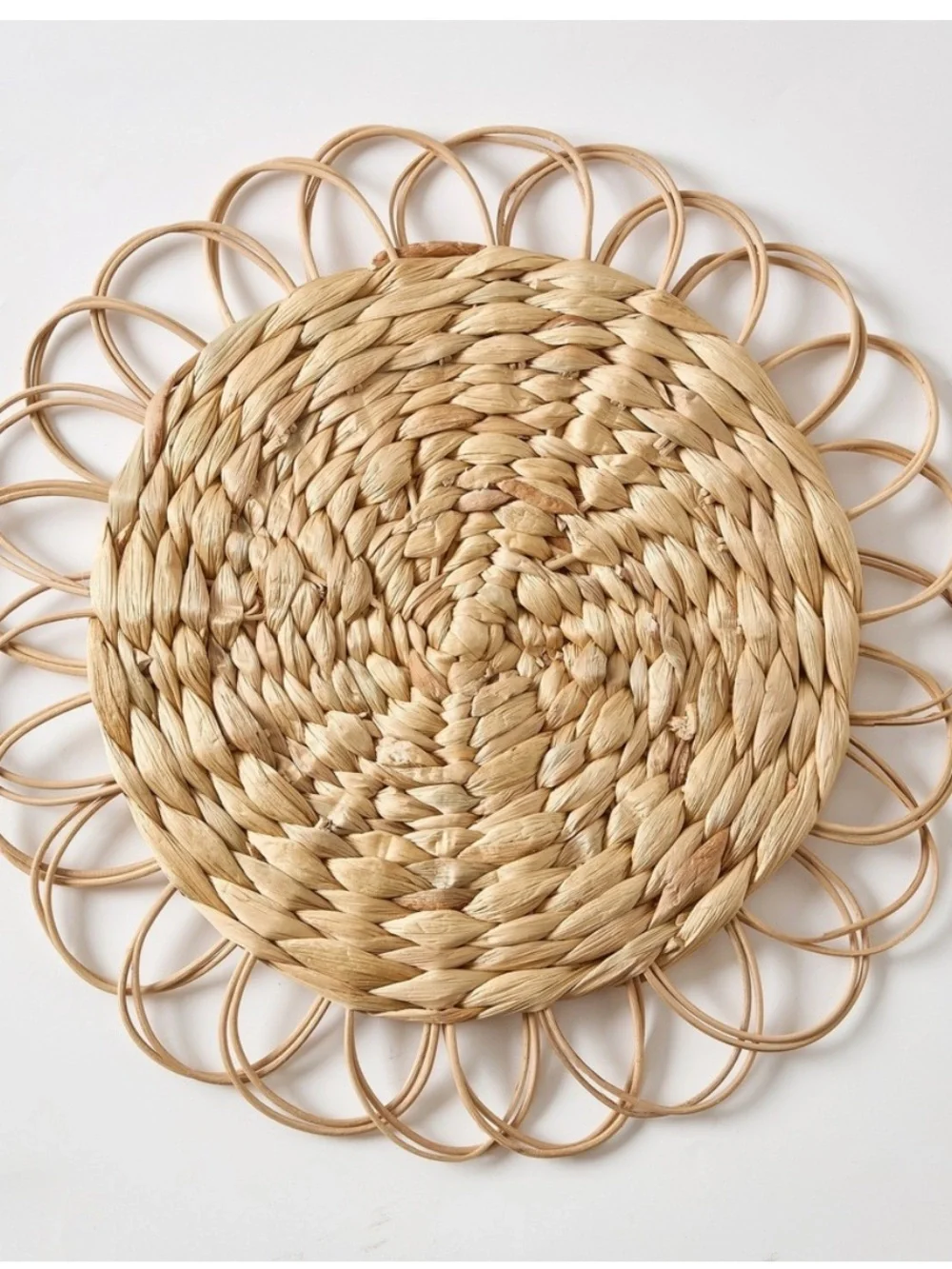 Round Rattan Table Placemat, Brown, 15